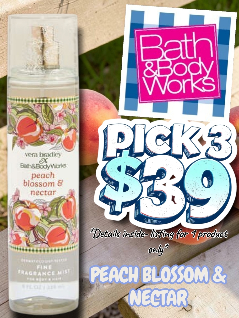 Bath & Body Works X Vera Bradley Peach Blossom & Nectar  Pink, Peach, Green